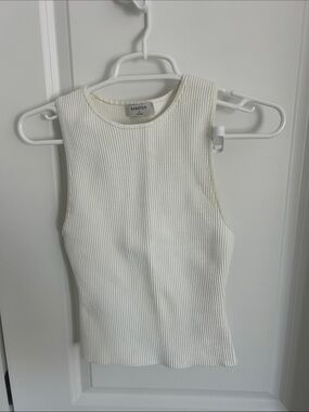 Babaton Cream Ribbed Tank Top